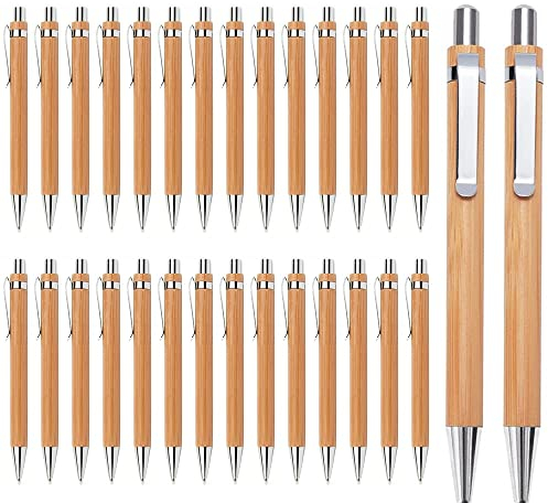 MOPOIN Kugelschreiber Set, 30er Set Holz Kugelschreiber Schreibgerät für den Büroalltag als stilvolles Schreibgerät