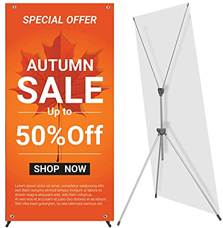Adjustable Reinforced X Banner Stand, Fit Banner Size 23 x 63 to 32 x 78 Inches with Travel Bag, 1 Pack
