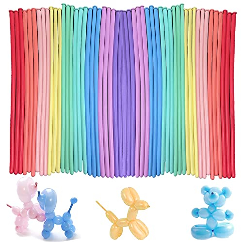LUKIUP Modellierballons, 100 pcs Lange Bunte Ballons, Modeling Balloons Long Magic, Bunt Luftballon Tiere Für Geburtstage Veranstaltungen Dekoration, Partys, Hochzeiten Zauberballons