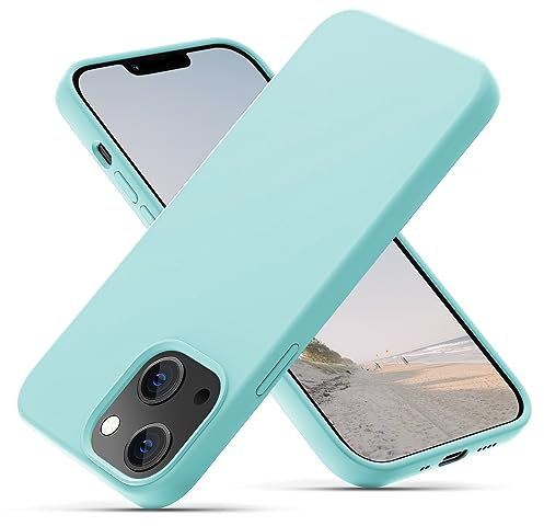 OIIAEE Liquid Silicone Case Designed for iPhone 13 Mini Case, Ultra Slim Shockproof Protective Phone Case Cover with Soft Anti-Scratch Microfiber Lining, 5.4 inch, sky blue
