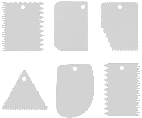LIERFIS 6 Pezzi Raschietti per Torta, Kit per Decorare Torte,Raschietto per Pasta Set di Strumenti per Lisciare la Torta (Bianco)