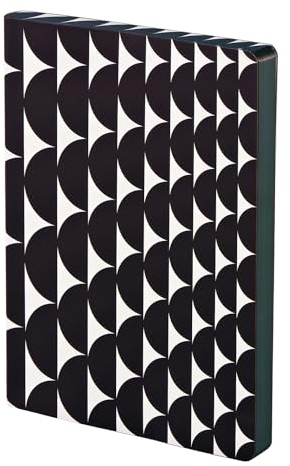 Nuuna Notizbuch A5+ | Graphic L - Half Full | 3,5 mm Punktraster | 256 nummerierte Seiten | 120 g Premium-Papier | Leder weiß | nachhaltig produziert in Deutschland