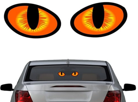 Maciun bildekal med reflekterande ögon | -bil-starka reflekterande ögon, vattentät, rolig, – roliga bildekaler, hållbara bilklistermärken för bil, fönster, vägg