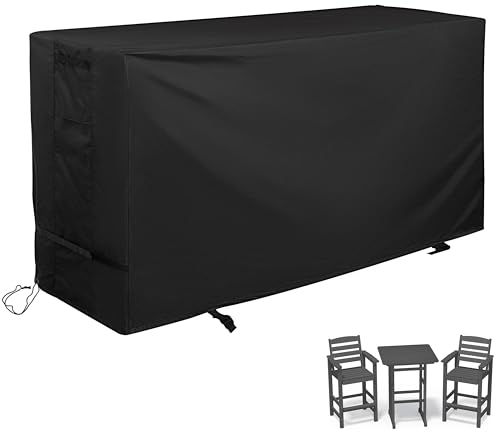 Starcrew Abdeckung für Terrassen-Sets, wasserdichtes Oxford-Gewebe, schwarz, passend für 3-teilige Outdoor-Tische und Stühle, individuelle Passform mit Kordelzug und Klettverschluss