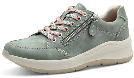 Jana Damen Sneaker flach mit Schnürsenkeln Vegan, Grün (Sage), 38 EU