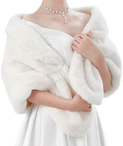 LEIDAI Schicke weiße Kunstfell-Brautstola – Gemütlicher und eleganter Schal für Hochzeiten und besondere Anlässe