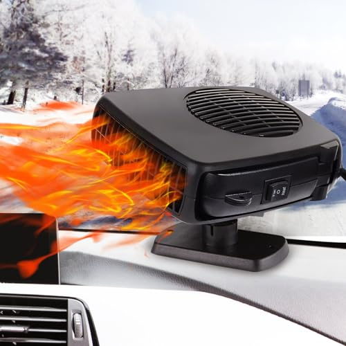 RosyFate Chauffage Voiture, Chauffage 12v, Chauffage de Voiture Portable, 2 en 1 pour Chauffage/Refroidissement, avec Base rotative à 360°, pour Anti buee Voiture