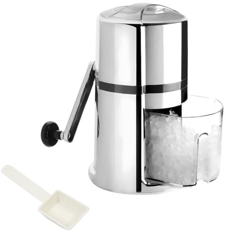 YedZen Edelstahl Manuell Ice Crusher, 24,5x14,5x14,5cm 1,1 L Tragbarer Eiszerkleinerer, Eiscrusher mit Eisschaufel für Smoothie Cocktails Kühlen Frischhalten