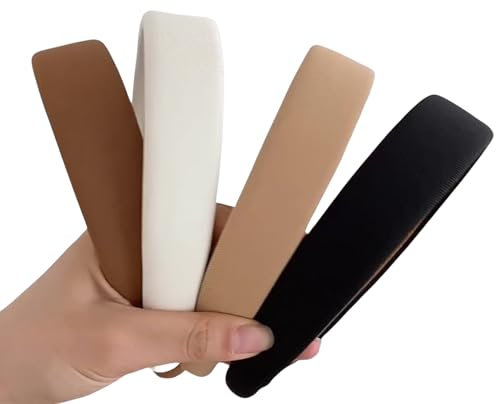 Auiremrti 4 cerchietti per capelli da donna, larghezza 3,2 cm, tinta unita, antiscivolo, per donne e ragazze, ideale per Dirndl e tutti i giorni, multicolore, L