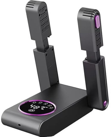 Sèche-chaussures, sèche-chaussures portable, sèche-gants et chauffe-bottes avec souffleur de chaleur, support réglable et minuterie, affichage intelligent pliable, séchage rapide pour chaussures