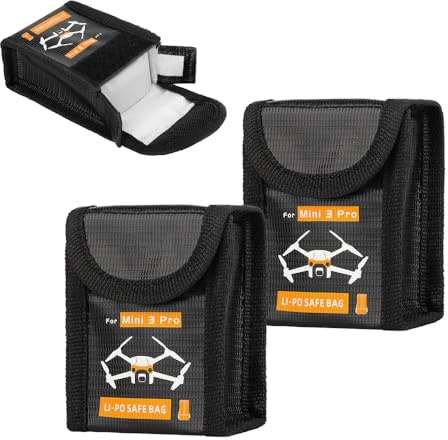 CERFFOOL Lipo - Batería Segura para dji Mini 4 Pro/4K/3 Pro/3 ignífugo a Prueba de explosiones Funda de Almacenamiento de Carga Segura Bolsa de Almacenamiento Accesorios para Drone para 1 * 2