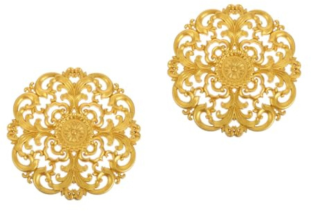 LUOZZY 2pcs European Inspired Gypsum Imitation Ceiling Rosette Chandelier Decor Living Room Bedroom Ornament Gold Plastic Carving
