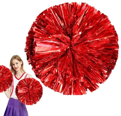 Kustimantu Pompones de porrista, pompones de animadora, pompones de baile para niñas, 30 cm/11,8 pulgadas, equipo de baile con anillos para niños y adultos
