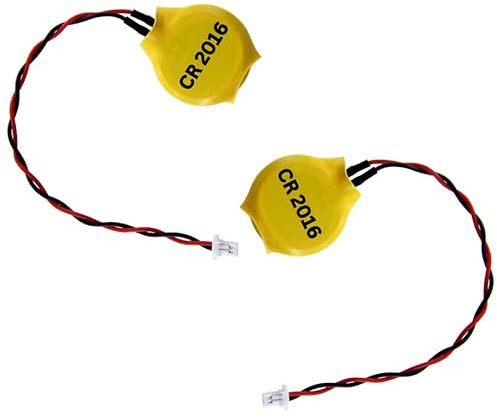 Eunicell - 2 x CR2016 CMOS 3V Lithium Button Coin Cell Battery with JST 2-Pin Connector - Replacement Battery For Desktop Computers Laptops and Motherboards