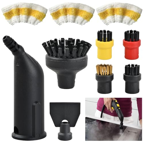 10 Teiliges Zubehörset für Kärcher Dampfreiniger SC1 SC2 SC3 SC4 SC5, Enthält Rundbürsten, Düse, Dampfmantel und Spachtel, Profi Reinigungsset zur Effektiven Reinigung von Hartnäckigem Schmutz