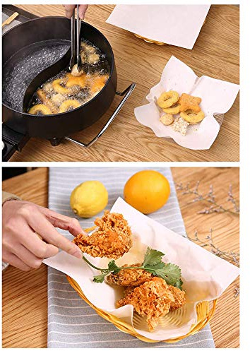BRRNOO Papel Comestible, Papel Transparente de Absorbente Pape Native Wood Pulpe Oil Sheets Blotting Foods Foods, como Pollo Frito, como Pollo Frito (Como se muestra)