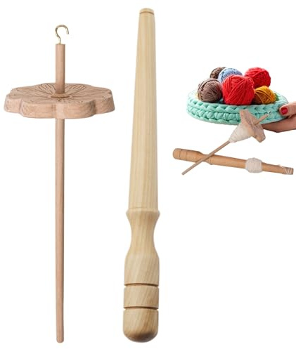 Generisch Hölzerne Handspindel | Spinnroving Zu Garn Verarbeiten Handspindel,Holz-Zubehör für Handarbeiten, Webspindel & Strickzubehör für Webprojekte, Häkeln und Wollverarbeitung