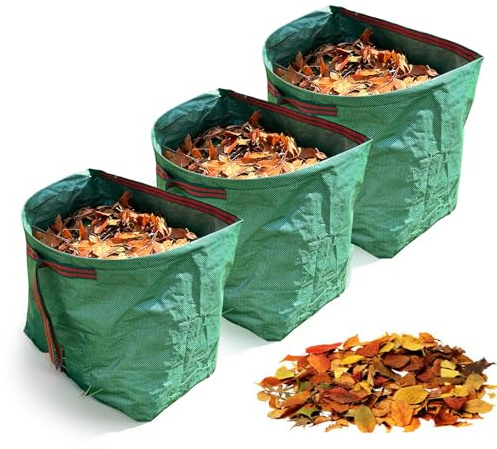GOEDCH Sacs Poubelle de Jardin 200L: Lot de 3 Sacchi Giardinaggio avec Poignées, Sacco per Rifiuti da Giardino, Sacchi per Raccogli Foglie da Giardino pour Déchets de Jardin, Sacs à Feuilles