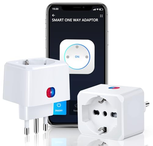 Aigostar Presa Smart Italiana, 10A, 2300W, Presa Wifi Mini Compatibile con Alexa e Google Home, Controllo Vocale e Remoto, Funzione Timer, 2.4GHz WiFi. Bianca, 2 Unità