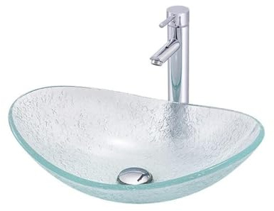 Lavabo De Encimera Lavabo de recipiente Lavabo de vidrio templado Lavabo de arte creativo simple for hotel Lavabo de mostrador de baño Lavabo De Baño(Sink set)