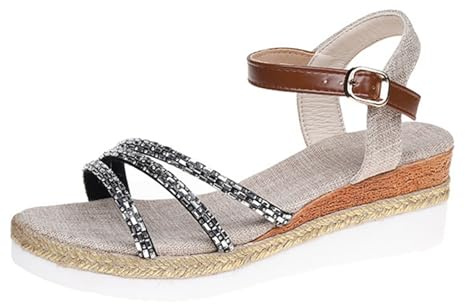 Uwdiohq Sandales D'Été Pour Femmes, Nouvelles À Semelle Épaisse, Talon Compensé, Boucle, Style Romain Décontracté Range Chaussures De Place (Black, 35) Sport Femme Sandale Marche Sandalette