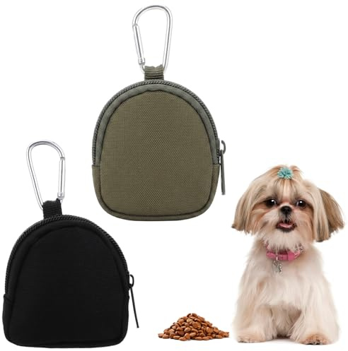 Matwsec 2 st hundbehandlingspåsar för husdjursträning 8 x 7,7 cm liten svart hundträning presentpåse för koppel bärbar hundar presentpåse för resor utomhusbruk återanvändbar behållare för små hundar