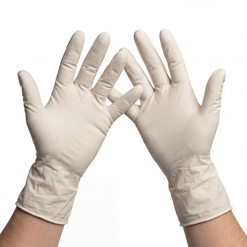 KMINA Guantes de Látex Desechables sin Polvo Talla S Blancos (100 uds)