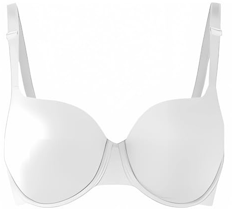 New Ladies Women's Beauform T-Shirt Full Cup Coverage Bra Size 32A-40E (B, White, 34)