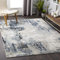Surya Paris Wohnzimmer Teppich modern – Abstrakt Design in Marmor Optik für Wohnzimmer 200x274 cm, Esszimmer, Schlafzimmer - Marmor Teppich groß, weicher Teppich Kurzflor in Blau, Grau und Beige