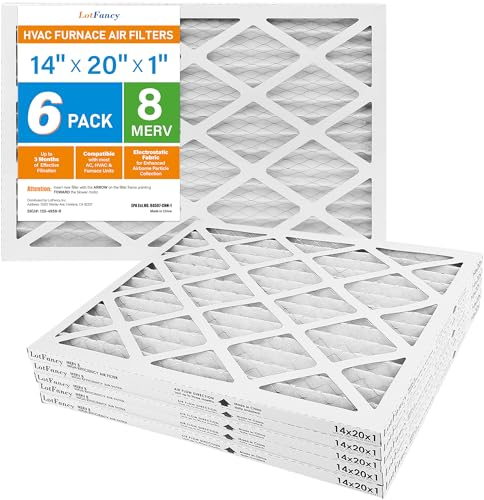 LotFancy 14x20x1 Air Filters, MERV 8 AC Furnace Filters, MPR 600 6 Pack Air Conditioner HVAC Filters