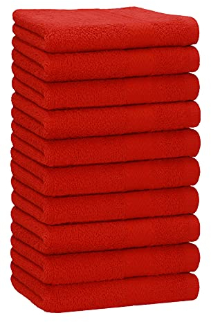 Betz 10 Stück Premium Handtücher hochwertiges Handtuch saugstark 100% Baumwolle Größe 50x100 cm Farbe rot
