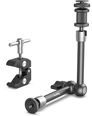 SMALLRIG Super Clamp Crab-Shaped & Magic Arm Brazo Mágico de 11 con Súper Clamp, Brazo Articulado Roscado de 1/4-20 con Montura de Zapata para Monitor, Luz LED, Micrófono - 3726