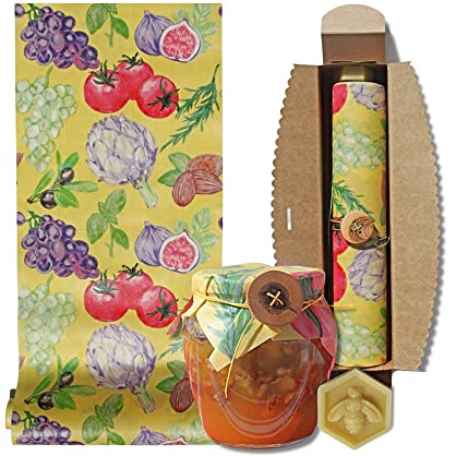 Beeswax wrap in un rotolo da tagliare 30x90 cm | Rotolo in cotone cerato per conservare gli alimenti | dimensioni personalizzabili | Prodotto in Italia (Sapori del sud)