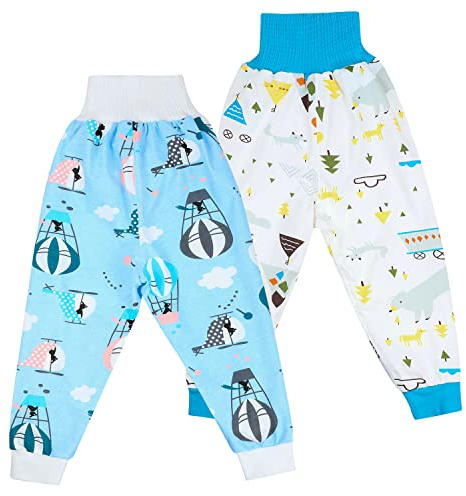 FLYISH DIRECT Hohe Taille Baby Töpfchen Trainingshose, Baumwolle Sleepy Windelhose für Kinder für das Töpfchentraining, 2 Stück, L