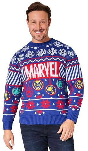 Marvel Jersey Navideño Hombre, Suéter de Navidad - Regalos para Hombre y Adolescentes