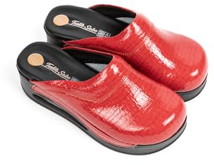 Terlik Sabo Air ST601 MAX Zuecos de Cuero Mules Zapatillas Zapatos Sabot, Mujer, Patrón Texturizado Rojo, EU 41