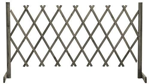 Gecheer Traliccio da Giardino Grigio 150x80 cm in Massello di Abete,Traliccio Estensibile in Legno,Graticolato in Legno,Traliccio per Rampicanti da Esterno,per Piante rampicanti