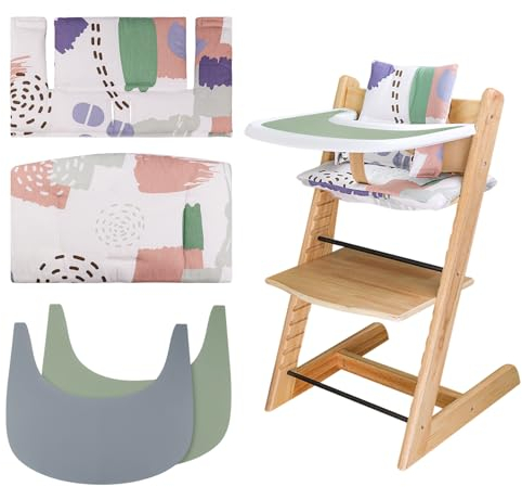 Tripp Trapp High Chair Cushion - Soft and Comfortable Seat Cover with 2 Pieces High Chair Placemat, Makes Baby Sitting More Comfortable (Light Print)
