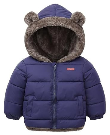LIKCAISA Kids Boys Girls Winter Coats Hooded Down Thicken Jackets with Cute Ear Toddler Baby Boys Girls Warm Fleece Coat Kids Baby Winter Clothes