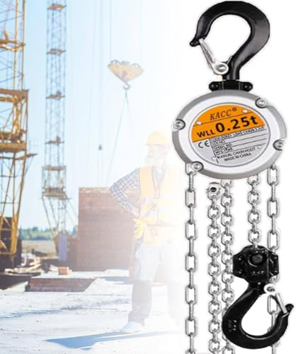Runder manueller Flaschenzug, tragbarer Hebereißverschluss, manueller Kettenzug, Handkettenzug aus Aluminiumlegierung, Hochleistungshaken, 3 m lange Einzelkette, zum Heben von Gütern,500kg