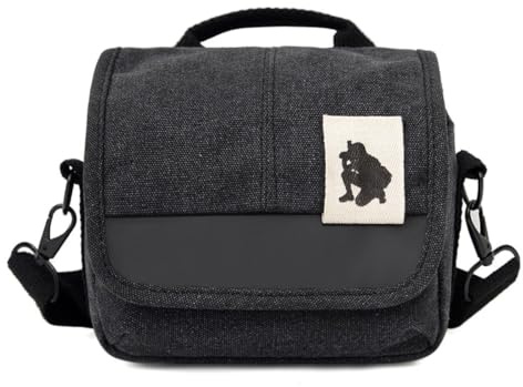 Piccola borsa a tracolla,DSLR Spalla Cnavas Caso,Impermeabile Fotografia Pacchetto,Fotografica SLR Borse, Tracolla Tela,Custodia per Fotocamera,singola Crossbody Custodia con cinghia regolabile,nero
