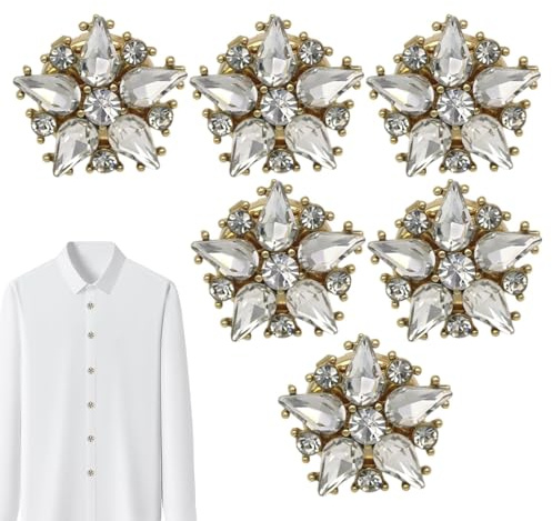 Cubiertas de botones - Cubras de botones de diamantes de imitación de 6 piezas para mujeres, clips de camisa desmontable joyas de joyería fantasía para ropa decorativa para elaborar bricolaje