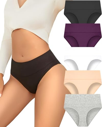 Sth Big Cotton Underwear Women Knickers for Women Multipack Women's Pants Brazilian Knickers Comfortable Middle Waisted Briefs Breathable Ladies Panties 5 Pack S-XXL