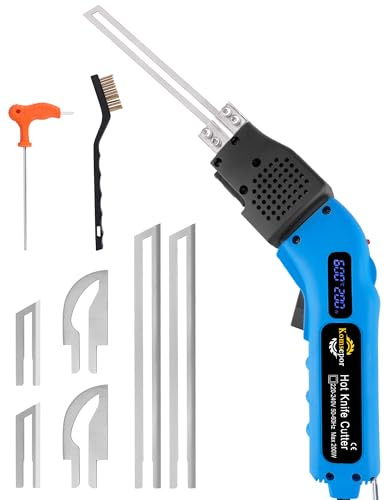 Komsepor Foam Cutter Electric Hot Knife with Screen Styrofoam Air Cooled 20-200W 110-120V (6 Blades) for EPP, EPS, XPS, EPE, KT Board, Sponge