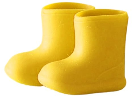 Milageto Puppenschuhe Regenstiefel Kurze Stiefel Simulation Handgefertigt Niedlich Weich Mode Puppen Zubehör Miniatur, Gelb