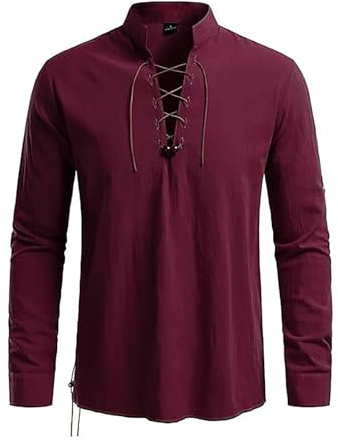 Generisch Camisa de lino para hombre, manga larga, corte regular, algodón, informal, informal, camisa de negocios, transpirable, ligera, A19