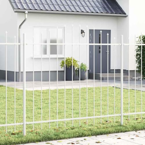 Tonture Recinzione da giardino Woerden bianca, 170 x 190 cm, in acciaio verniciato a polvere, protezione dagli sguardi indiscreti, per esterni, terrazze e giardini anteriori, con rete resistente e