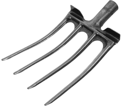 OHPHCALL Fourche à Bêcher pour Retourner Profondément Le Sol à Quatre Dents en Acier Argenté Facile à Fixer Lors des Tâches Agricoles et Jardinage