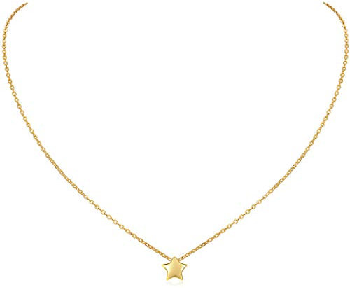 ChicSilver goldkette mit kleiner Stern Anhänger, 925 Sterling Silber Stern Halskette für Damen Mädchen, Minimalisitischer Schmuck für Freundin Ehefrau Tochter