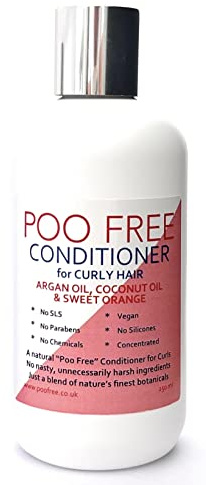 99% Natürliches SPÜLUNG | LOCKIGE HAARE FORMULIERUNG - Mit ARGANÖL, KOKOSÖL & ORANGE - 250 ml von POO FREE. Ohne Parabene, Ohne Sulfate, Ohne Silicone. Konzentriert. pH 5.5 fur Empfindliche Haut.